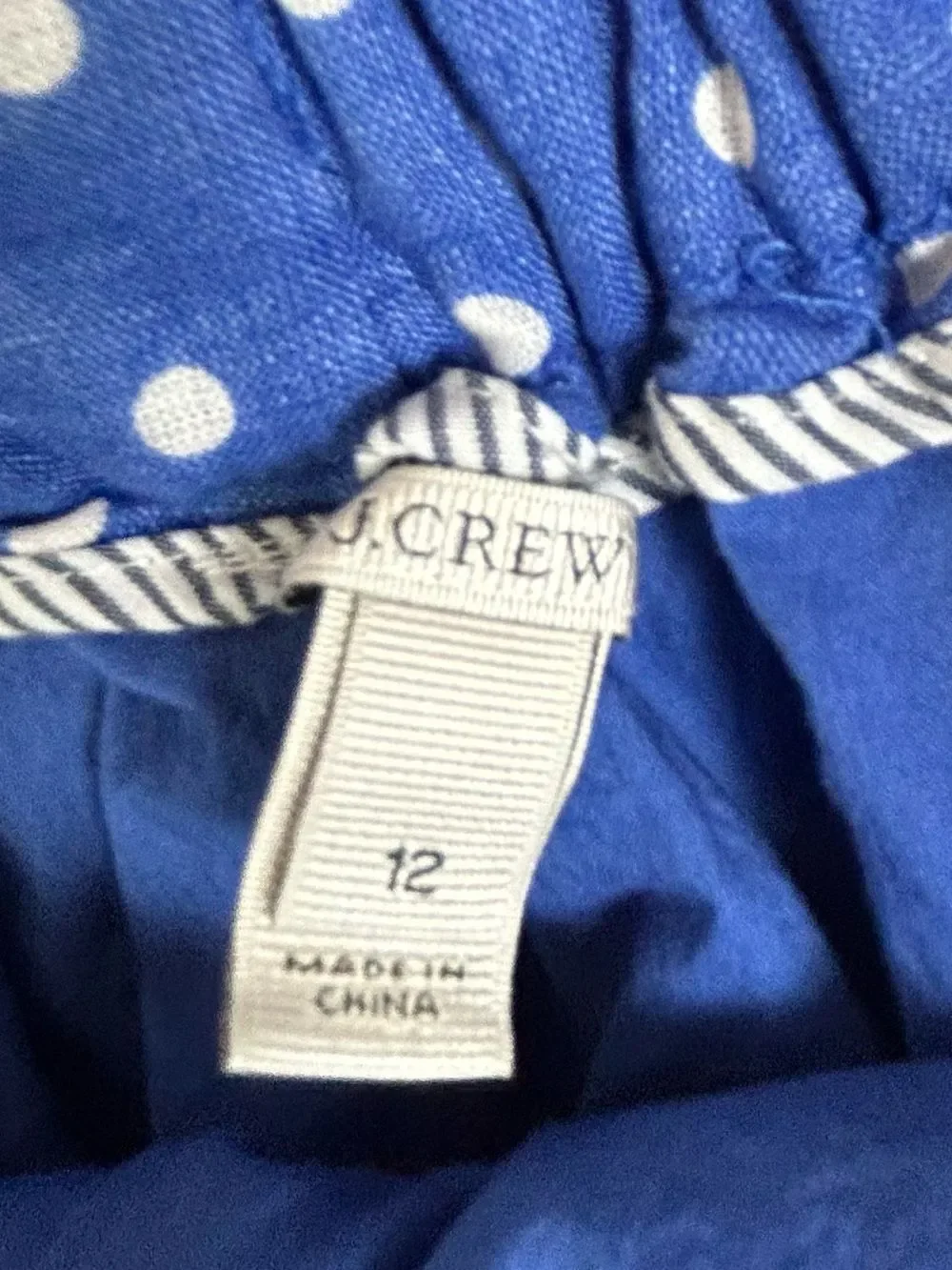 Jcrew women’s Polka Dot Drawstring Mini Skirt - Blue size 12